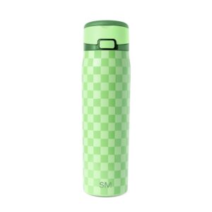 Simple Modern Mesa Loop Water Bottle with Straw | 24oz Cup Holder Friendly Insulated Stainless Steel Bottles for Travel, Sports and School | Lime Checkmate