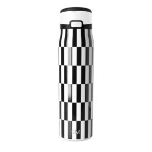 Simple Modern Mesa Loop Water Bottle with Straw | 30oz Cup Holder Friendly Insulated Stainless Steel Bottles for Travel, Sports and School | Black and White Hopscotch