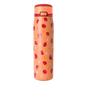 Simple Modern Mesa Loop Water Bottle with Straw | 30oz Cup Holder Friendly Insulated Stainless Steel Bottles for Travel, Sports and School | Strawberry Fields